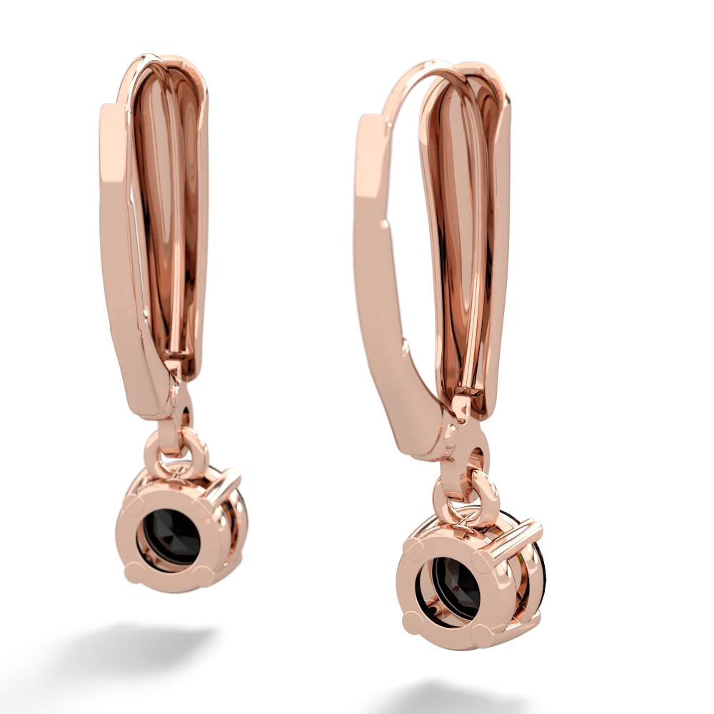 Onyx 5Mm Round Lever Back 14K Rose Gold earrings E2785