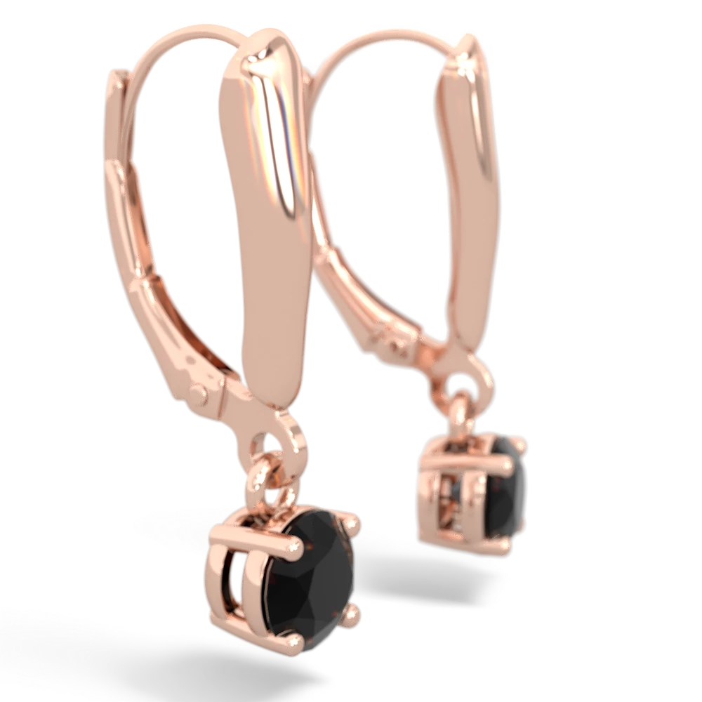 Onyx 5Mm Round Lever Back 14K Rose Gold earrings E2785