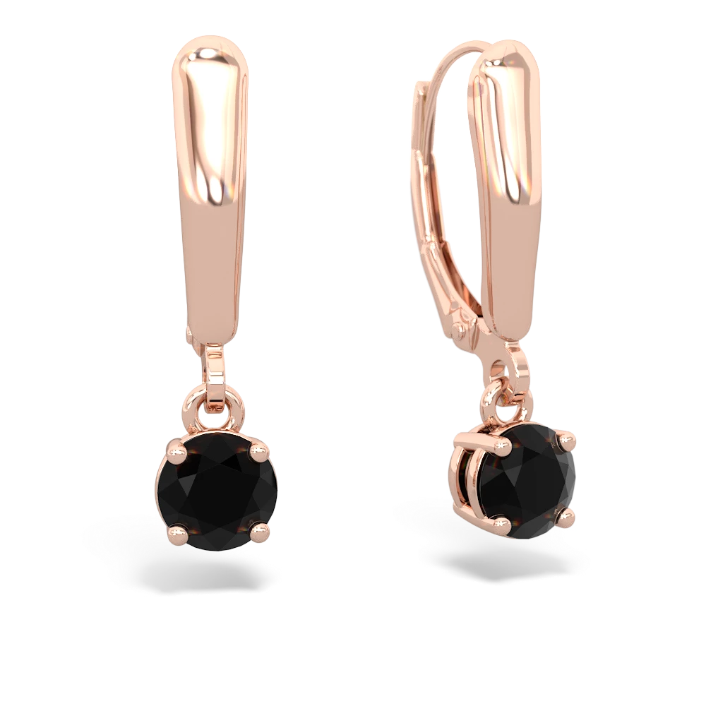 Onyx 5Mm Round Lever Back 14K Rose Gold earrings E2785