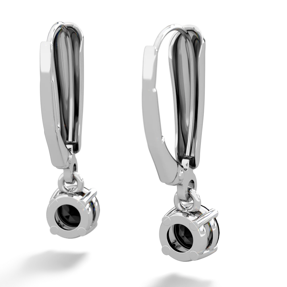 Onyx 5Mm Round Lever Back 14K White Gold earrings E2785