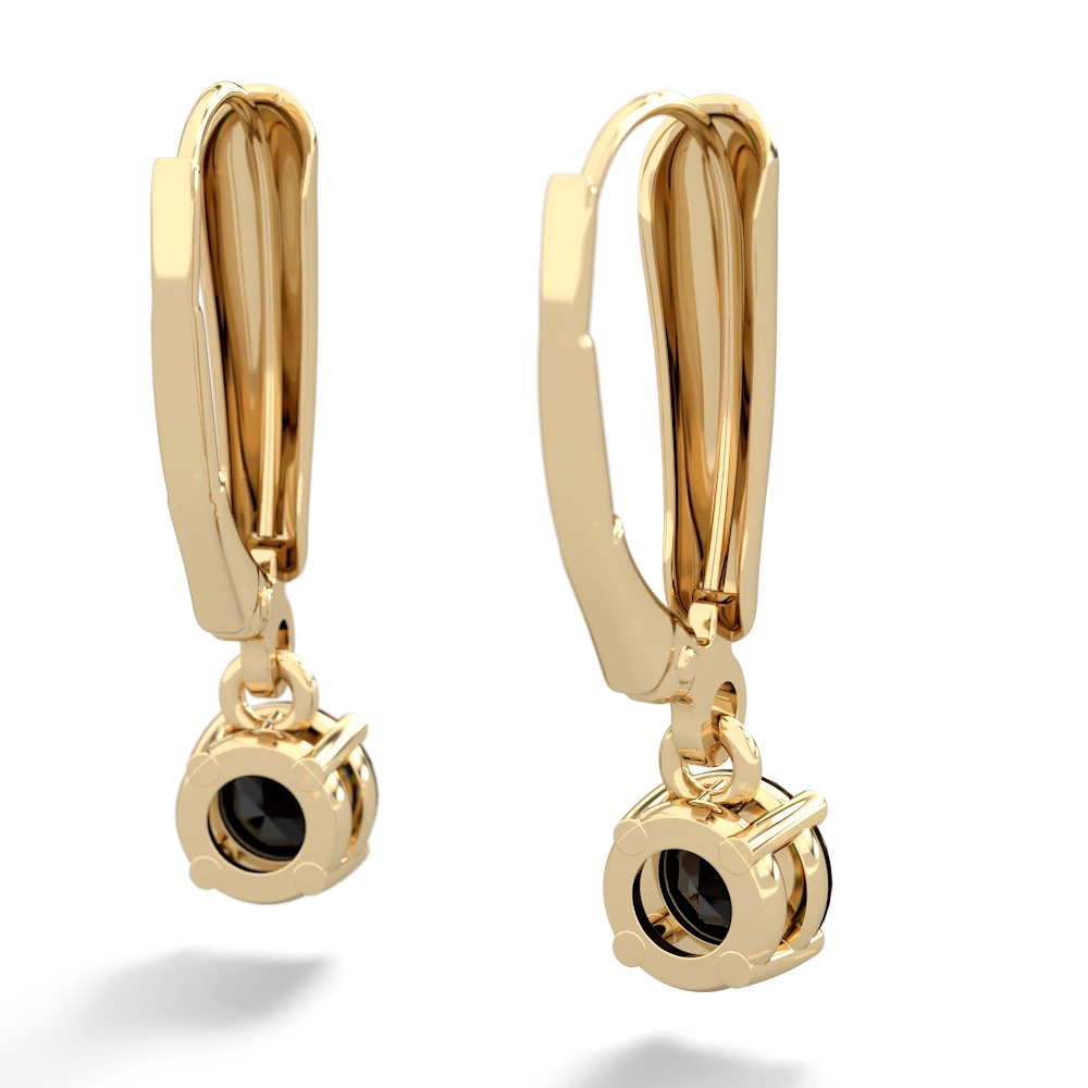 Onyx 5Mm Round Lever Back 14K Yellow Gold earrings E2785