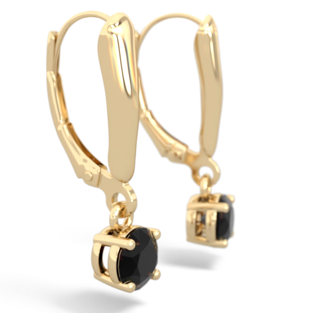 Onyx 5Mm Round Lever Back 14K Yellow Gold earrings E2785