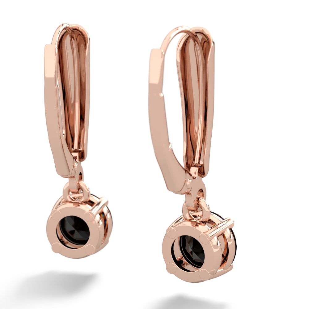 Onyx 6Mm  Round Lever Back 14K Rose Gold earrings E2786