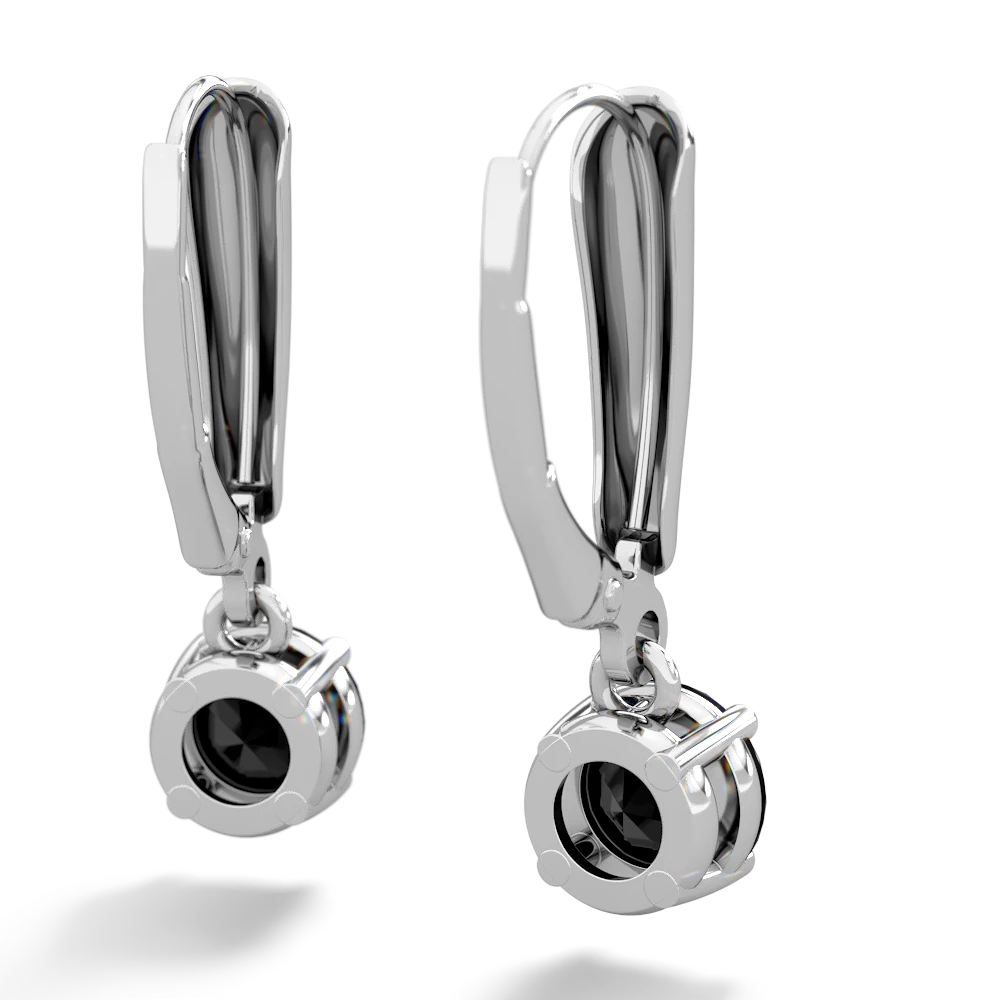 Onyx 6Mm  Round Lever Back 14K White Gold earrings E2786