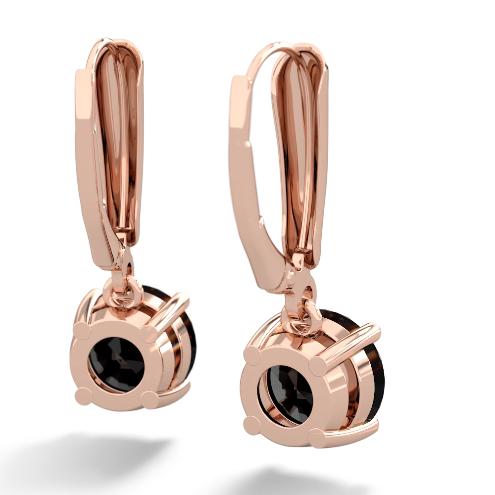 Onyx 8Mm  Round Lever Back 14K Rose Gold earrings E2788