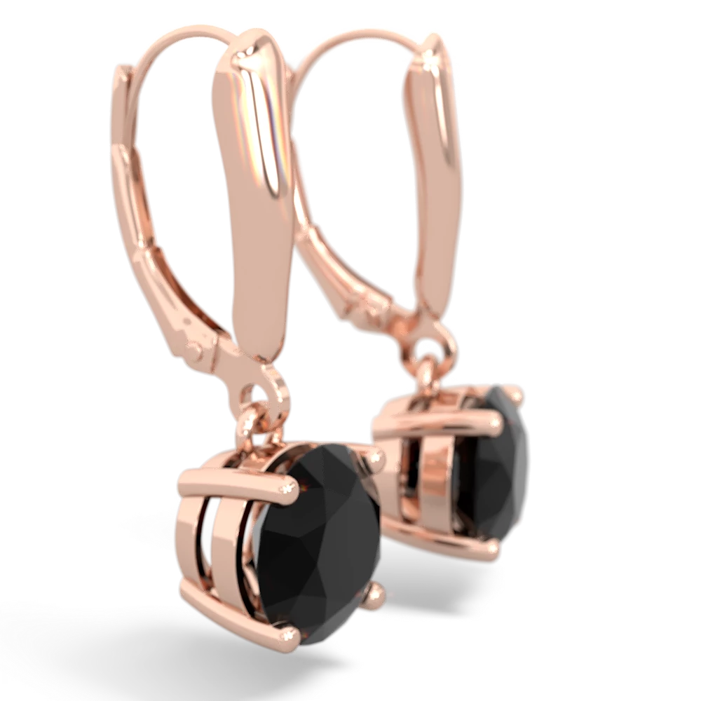 Onyx 8Mm  Round Lever Back 14K Rose Gold earrings E2788