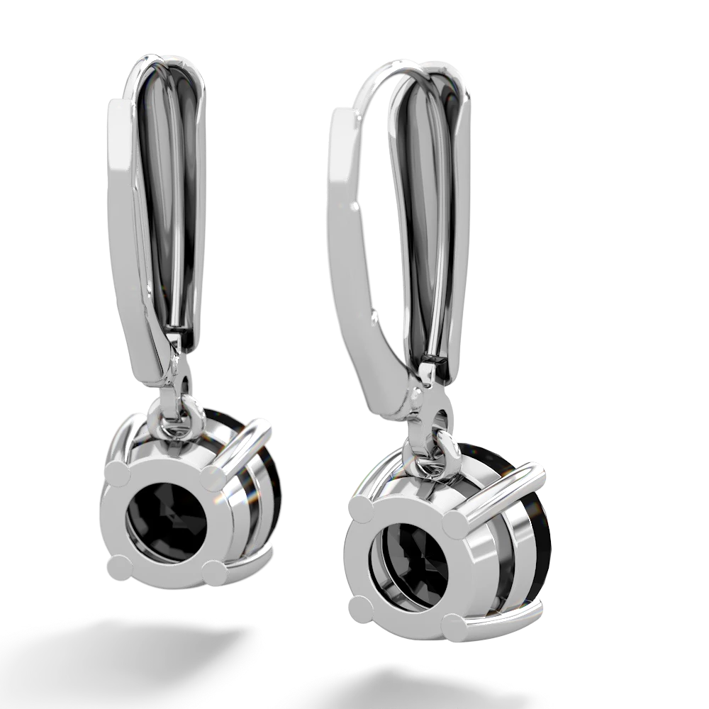 Onyx 8Mm  Round Lever Back 14K White Gold earrings E2788