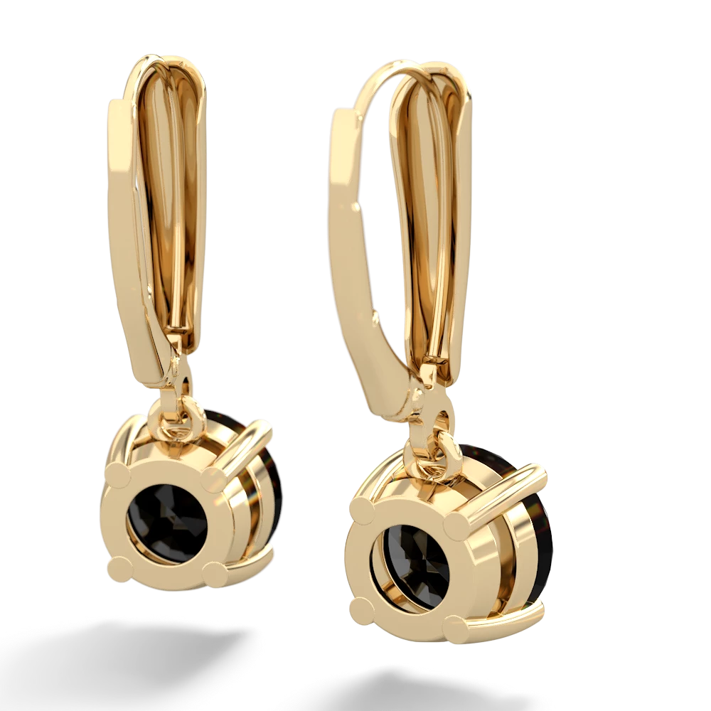 Onyx 8Mm  Round Lever Back 14K Yellow Gold earrings E2788