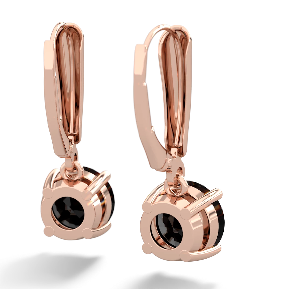 Onyx 8Mm Round Lever Back 14K Rose Gold earrings E2788