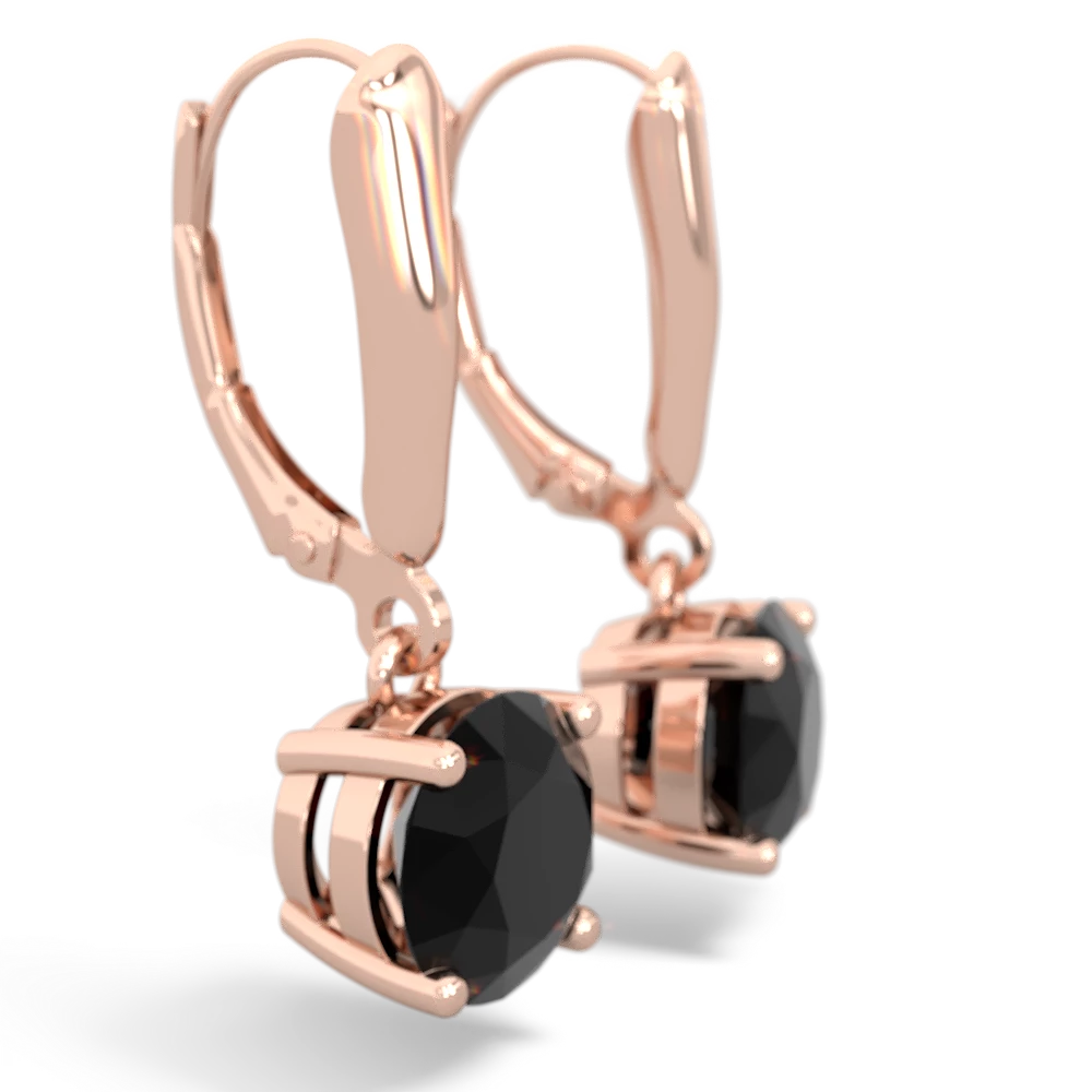 Onyx 8Mm Round Lever Back 14K Rose Gold earrings E2788
