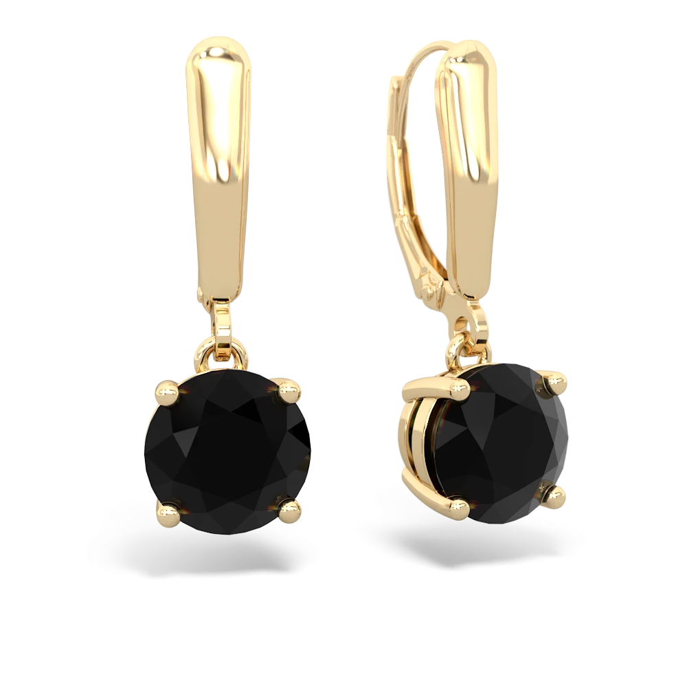 Onyx 8Mm Round Lever Back 14K Yellow Gold earrings E2788