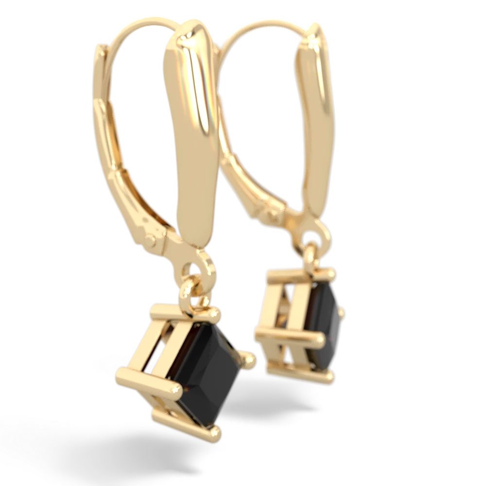 Onyx 6Mm Princess Lever Back 14K Yellow Gold earrings E2789