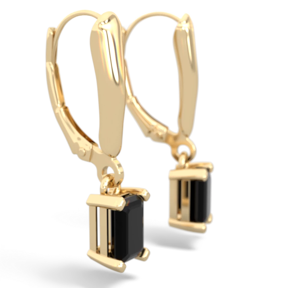 Onyx 6X4mm Emerald-Cut Lever Back 14K Yellow Gold earrings E2855