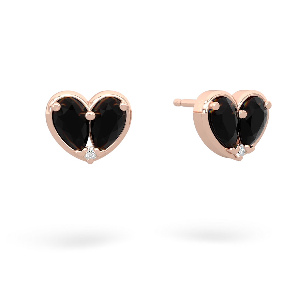 Onyx 'Our Heart' 14K Rose Gold earrings E5072