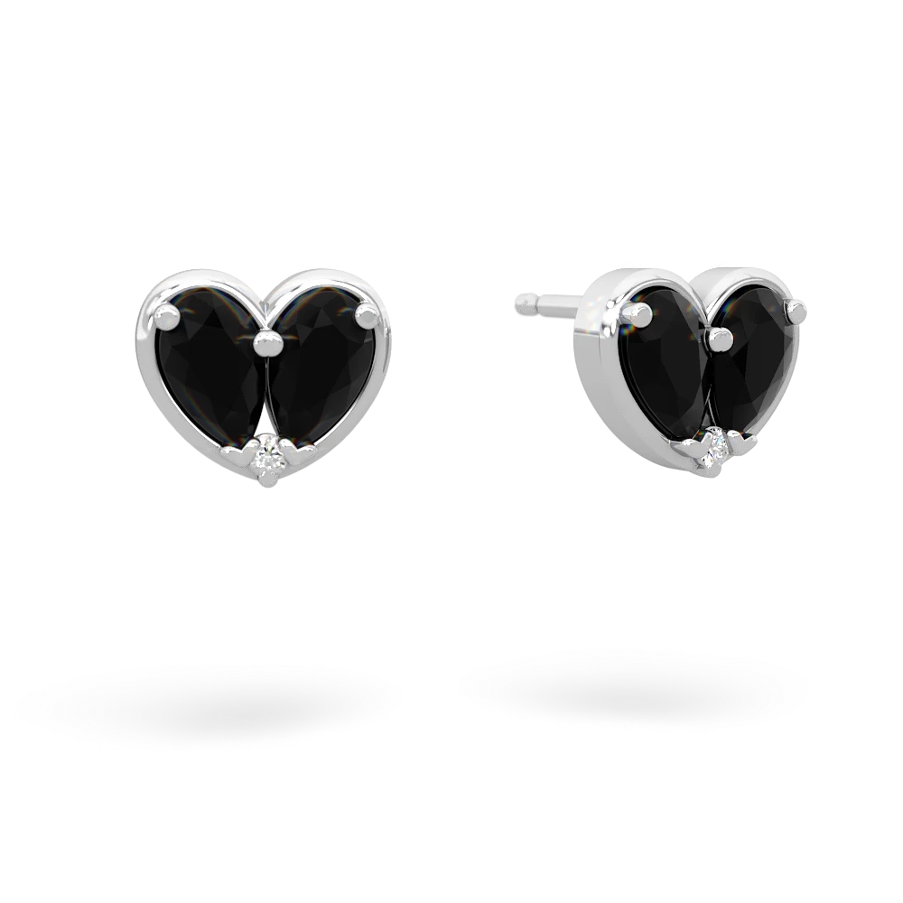 Onyx 'Our Heart' 14K White Gold earrings E5072