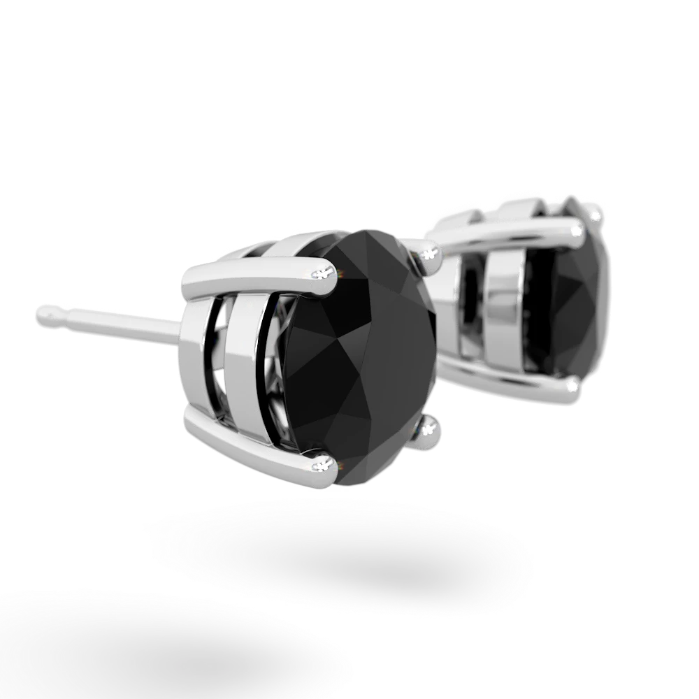 Onyx 8Mm Round Stud 14K White Gold earrings E1788