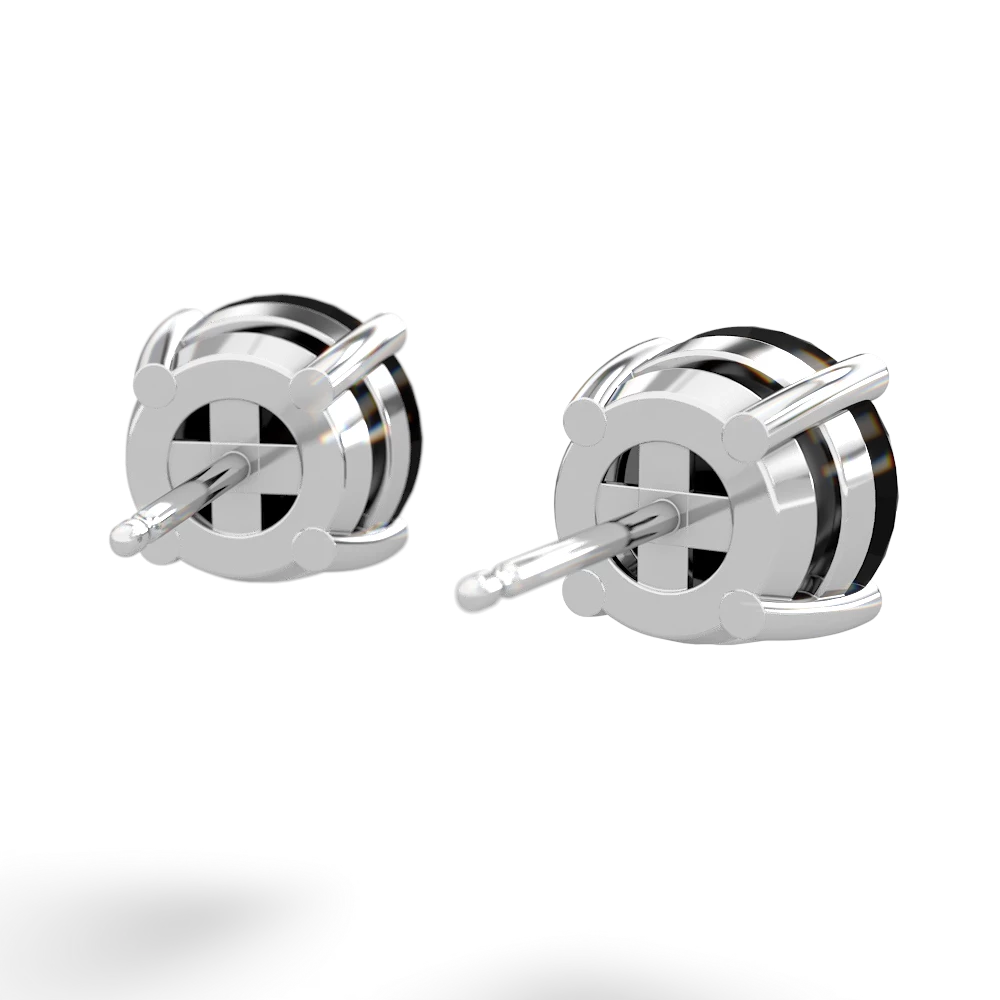 Onyx 8Mm Round Stud 14K White Gold earrings E1788