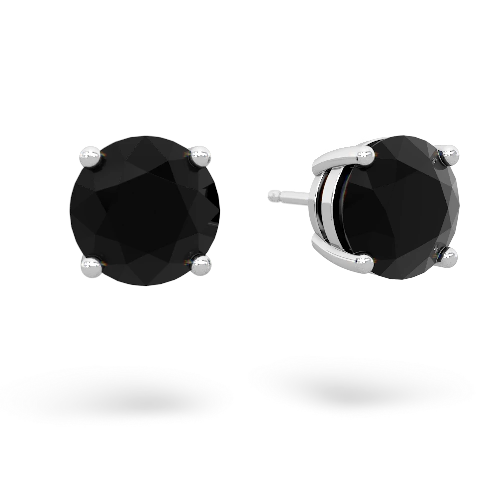 Onyx 8Mm Round Stud 14K White Gold earrings E1788