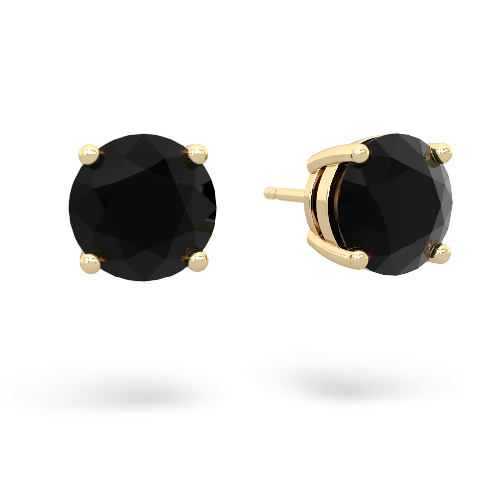 Onyx 8Mm Round Stud 14K Yellow Gold earrings E1788