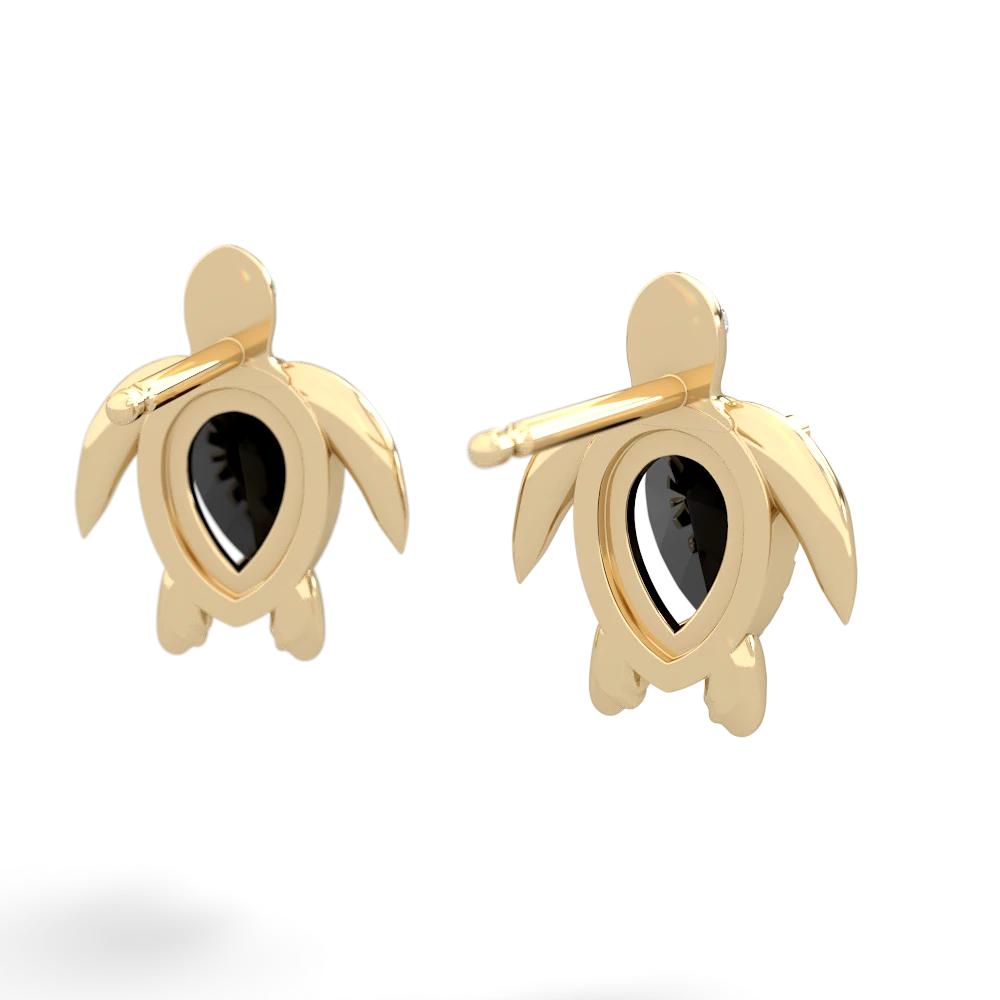 Onyx Baby Sea Turtle 14K Yellow Gold earrings E5241