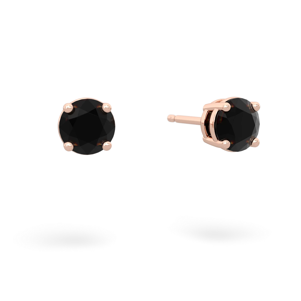 Onyx 5Mm Round Stud 14K Rose Gold earrings E1785