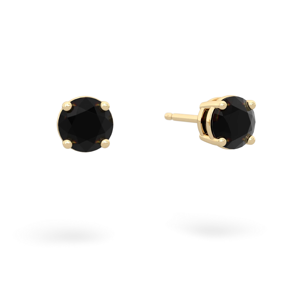 Onyx 5Mm Round Stud 14K Yellow Gold earrings E1785