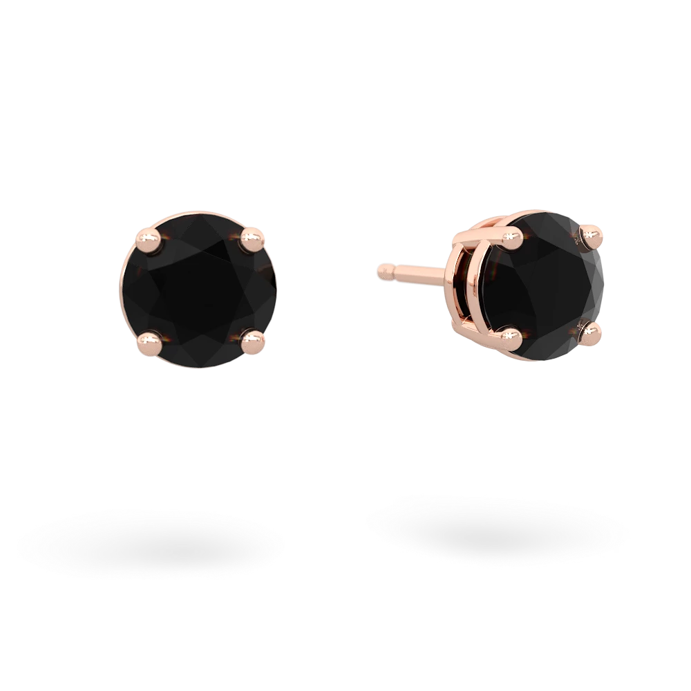 Onyx 6Mm Round Stud 14K Rose Gold earrings E1786