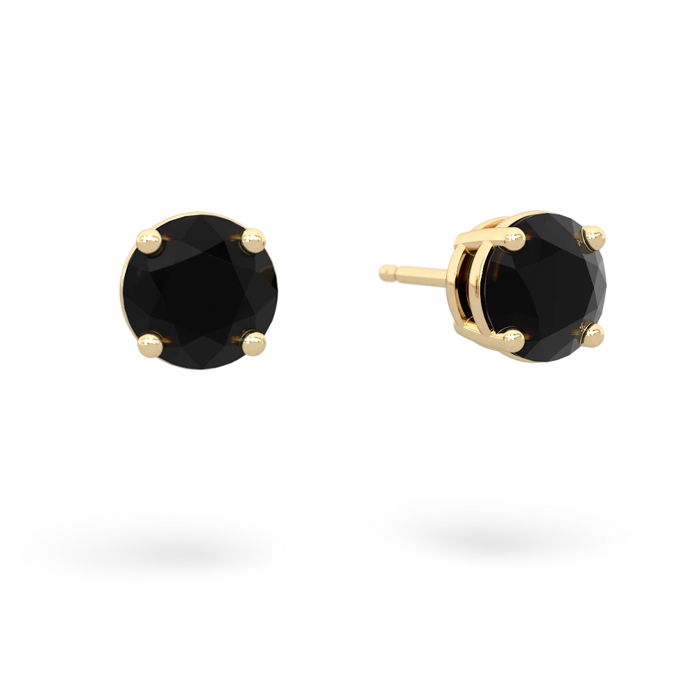 Onyx 6Mm Round Stud 14K Yellow Gold earrings E1786