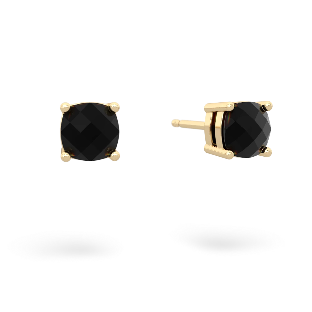 Black Onyx Checkerboard Cushion Stud earrings E1795-YONYX