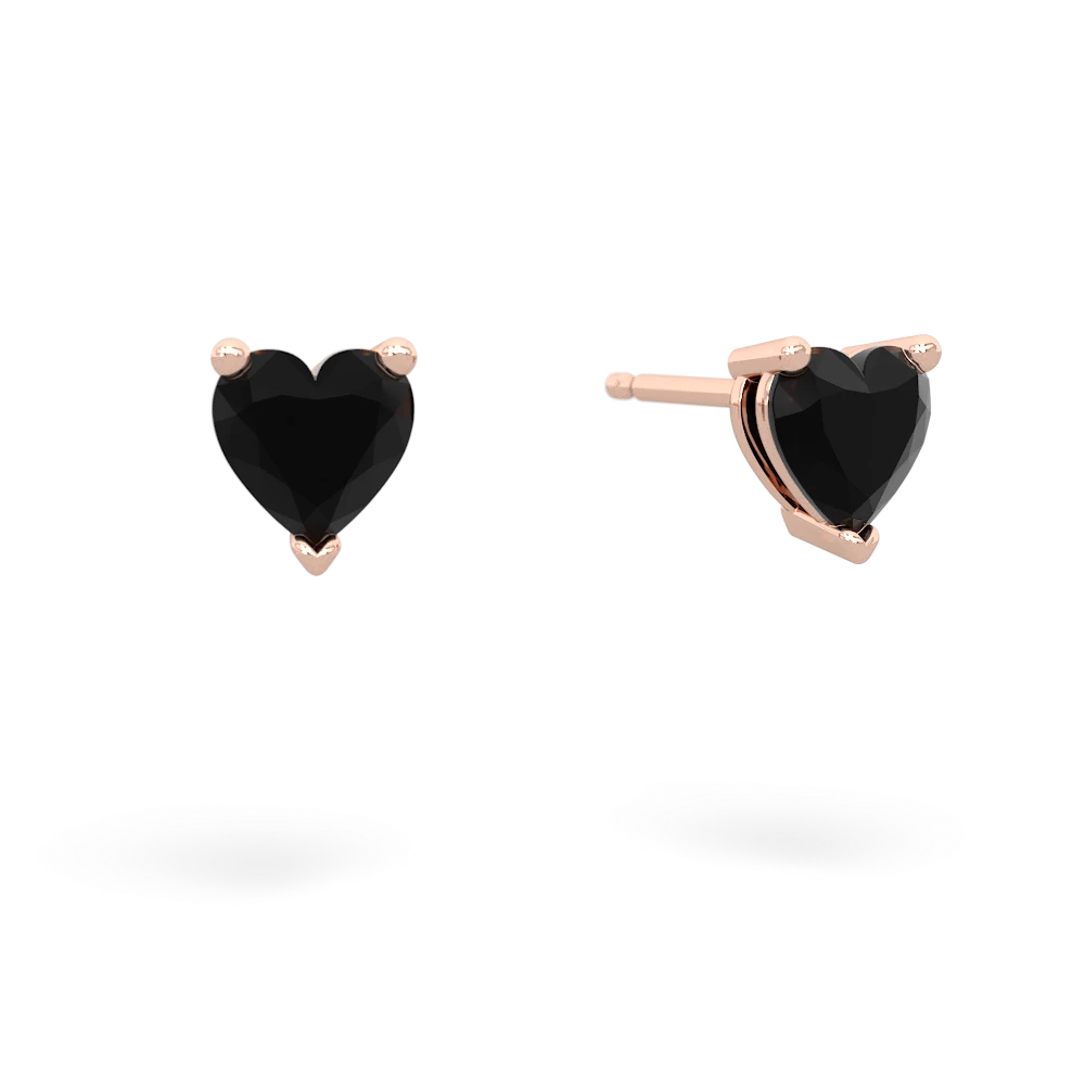 Onyx 5Mm Heart Stud 14K Rose Gold earrings E1861