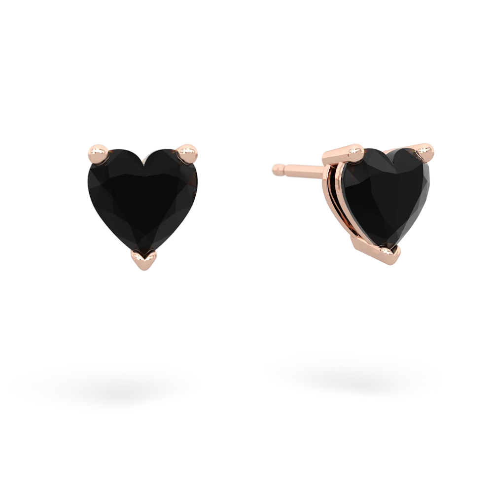 Onyx 6Mm Heart Stud 14K Rose Gold earrings E1862