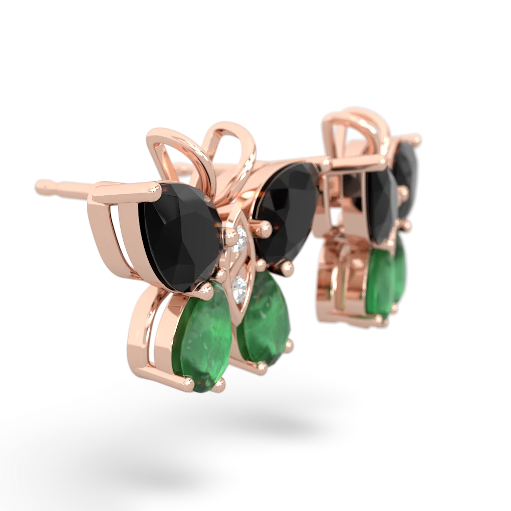 Onyx Butterfly 14K Rose Gold earrings E2215