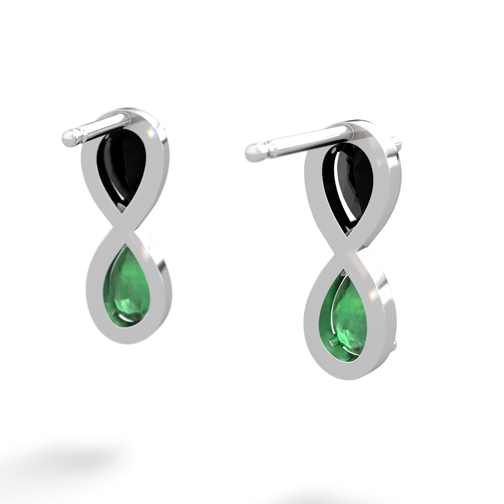 Onyx Infinity 14K White Gold earrings E5050