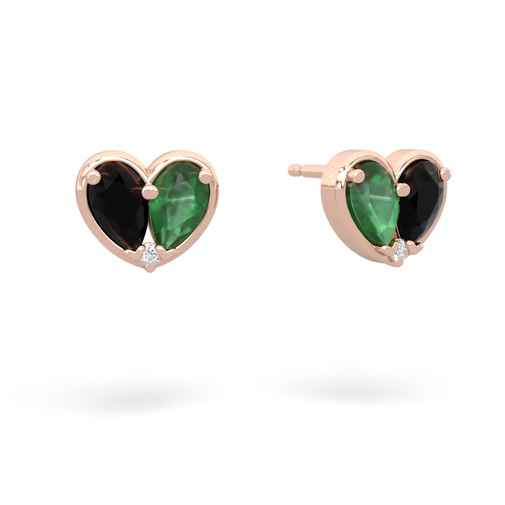 Onyx 'Our Heart' 14K Rose Gold earrings E5072