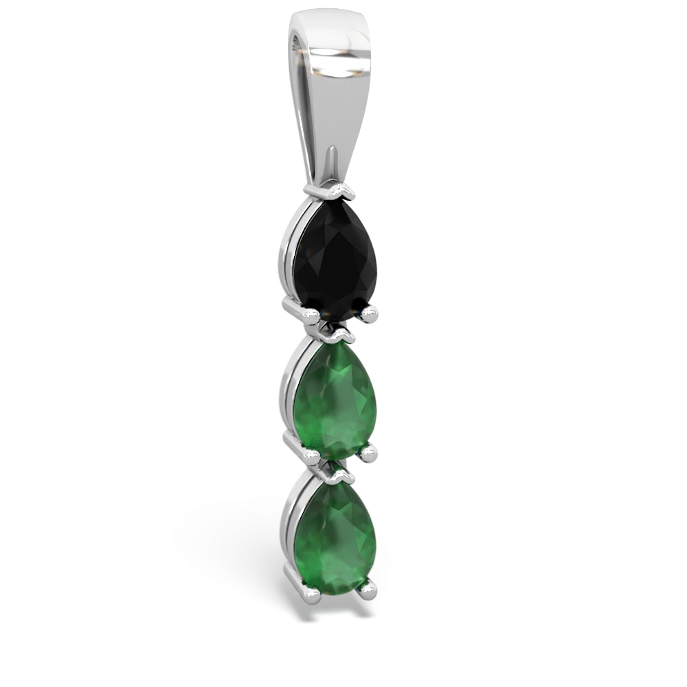 Onyx Dew Drops 14K White Gold pendant P2251