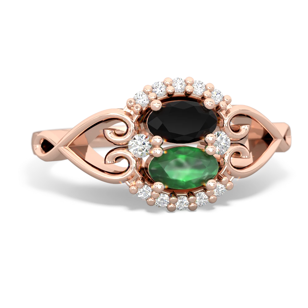 Onyx Love Nest 14K Rose Gold ring R5860