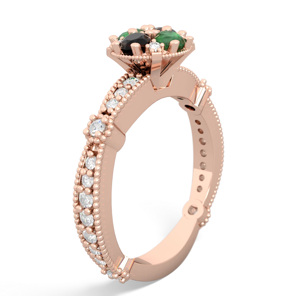 Onyx Sparkling Tiara Cluster 14K Rose Gold ring R26293RD