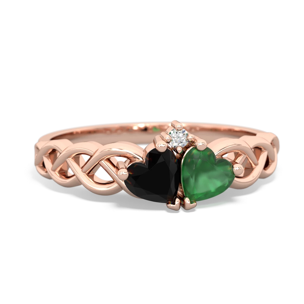 Onyx Heart To Heart Braid 14K Rose Gold ring R5870