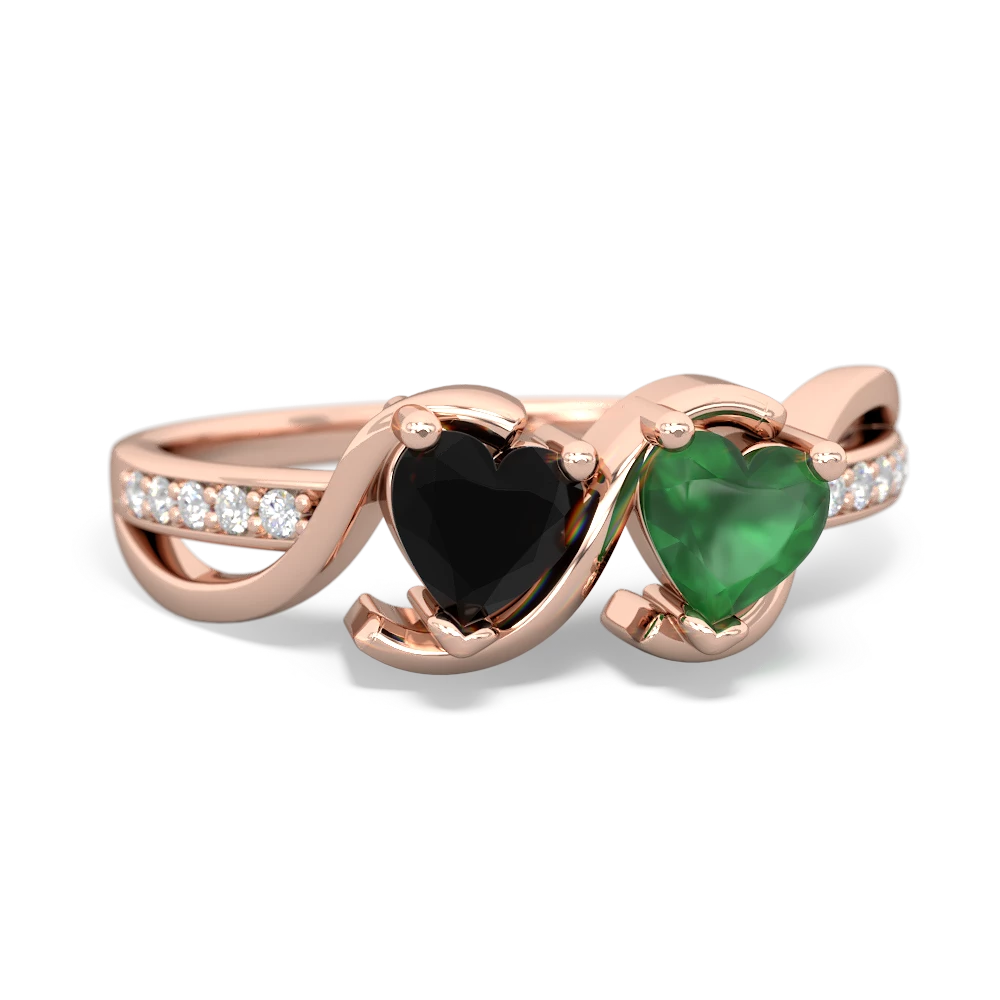 Onyx Side By Side 14K Rose Gold ring R3090