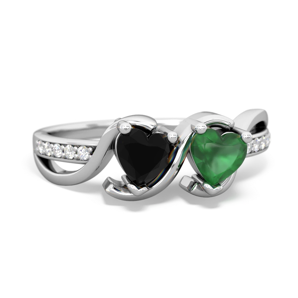 Onyx Side By Side 14K White Gold ring R3090