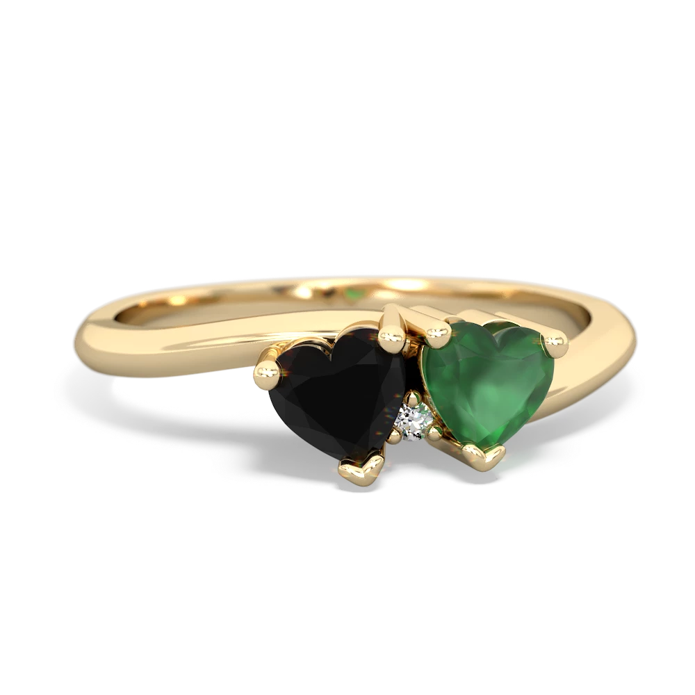 Onyx Sweethearts 14K Yellow Gold ring R5260