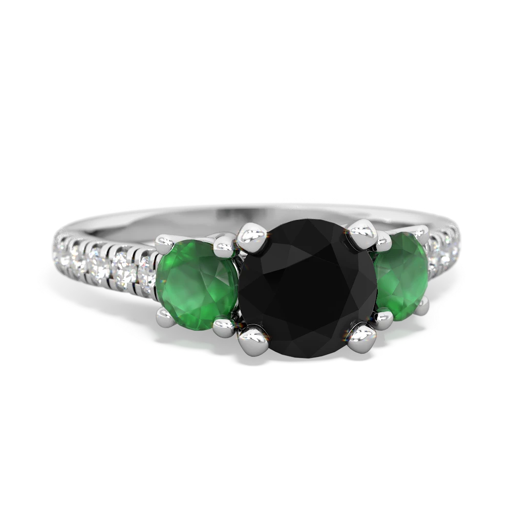 Onyx Pave Trellis 14K White Gold ring R5500