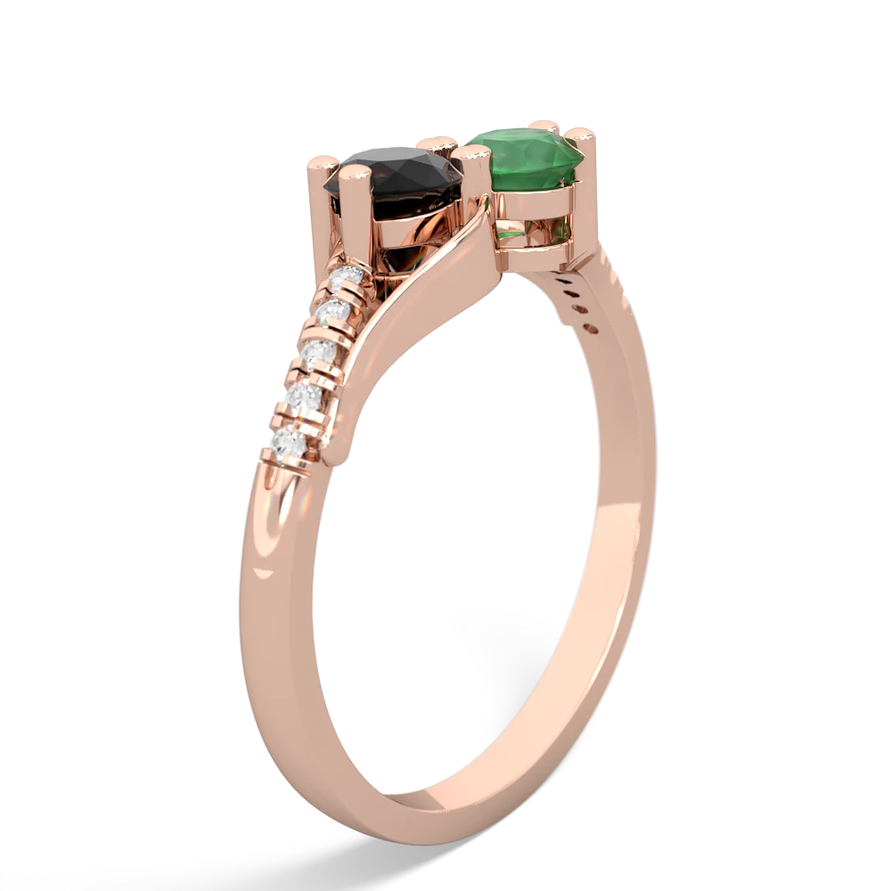 Onyx Infinity Pave Two Stone 14K Rose Gold ring R5285
