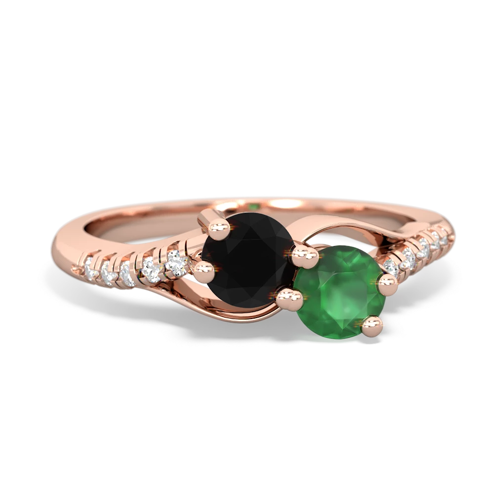 Onyx Infinity Pave Two Stone 14K Rose Gold ring R5285