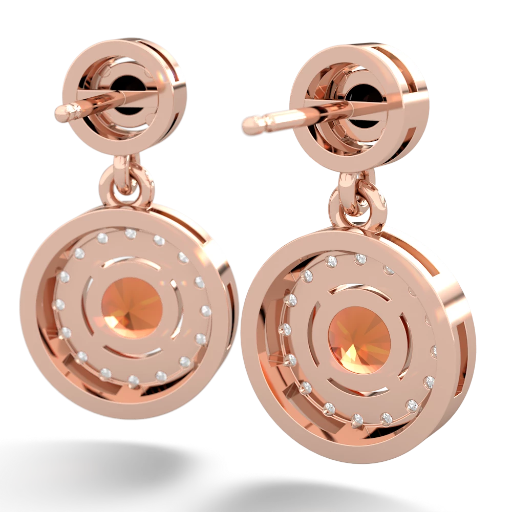 Onyx Halo Dangle 14K Rose Gold earrings E5319