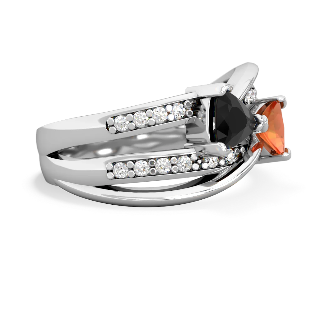 Onyx Bowtie 14K White Gold ring R2360