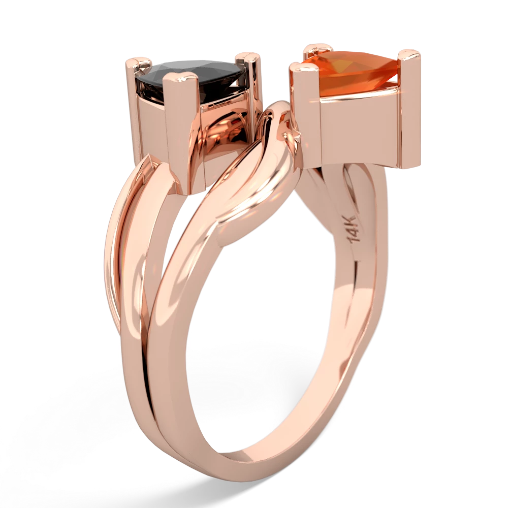 Onyx Split Band Swirl 14K Rose Gold ring R2341