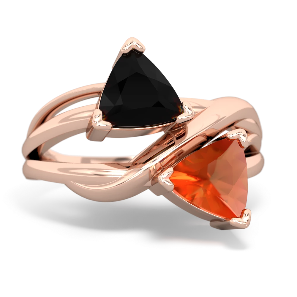 Onyx Split Band Swirl 14K Rose Gold ring R2341