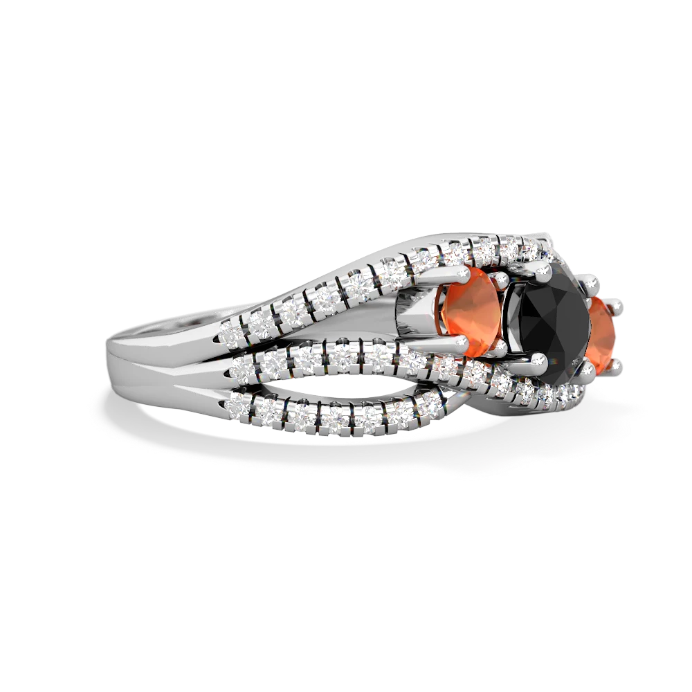 Onyx Three Stone Aurora 14K White Gold ring R3080