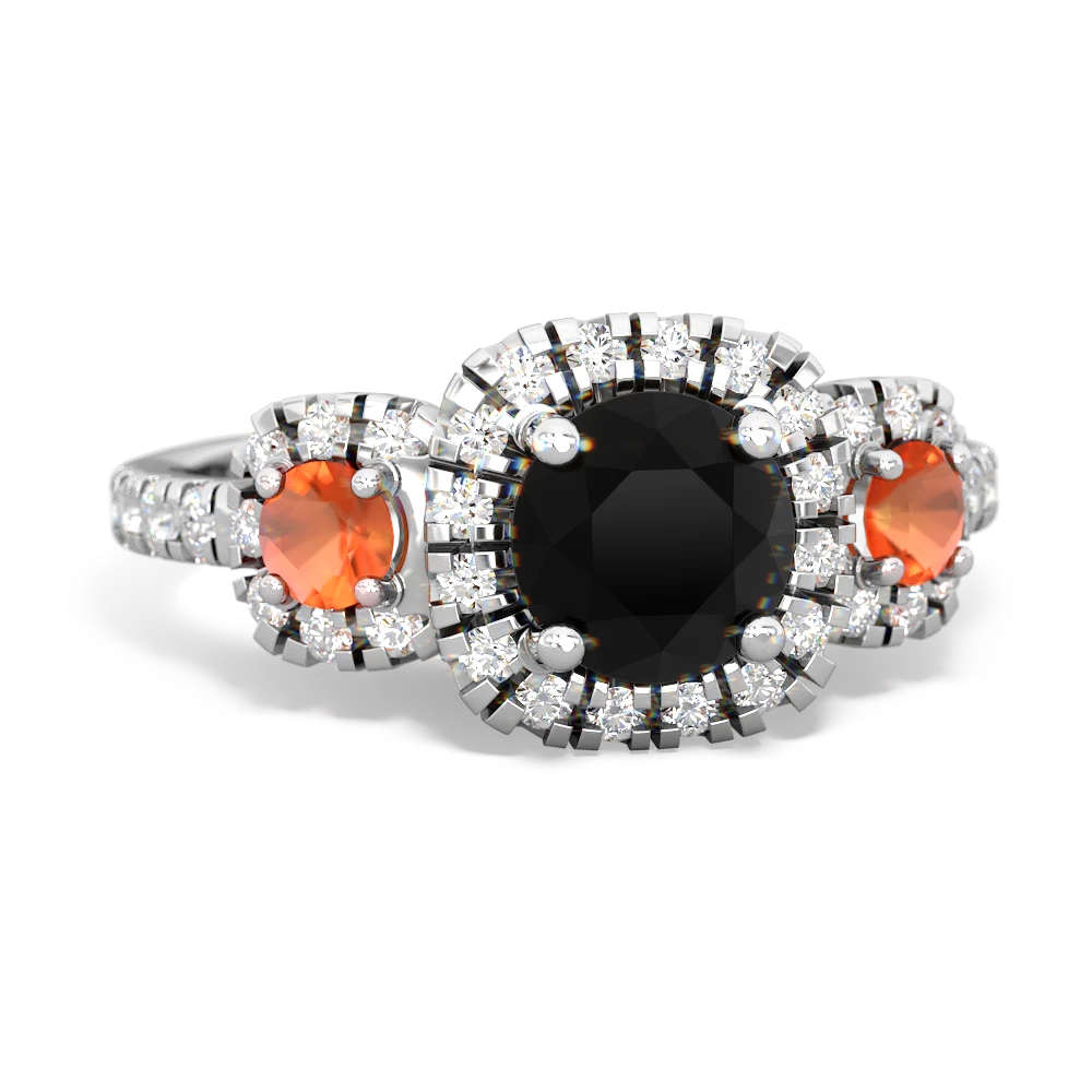 Onyx Regal Halo 14K White Gold ring R5350